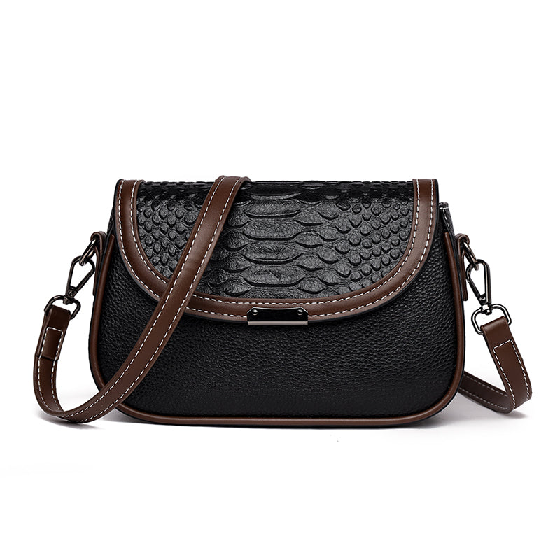 Bolsa Transversal Feminina Couro Legitimo Crocs Preto